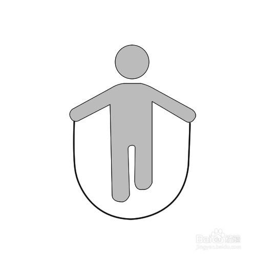 4 将人拿着的绳子画出来 5 最后添加颜色,完成跳绳简笔画作图 end