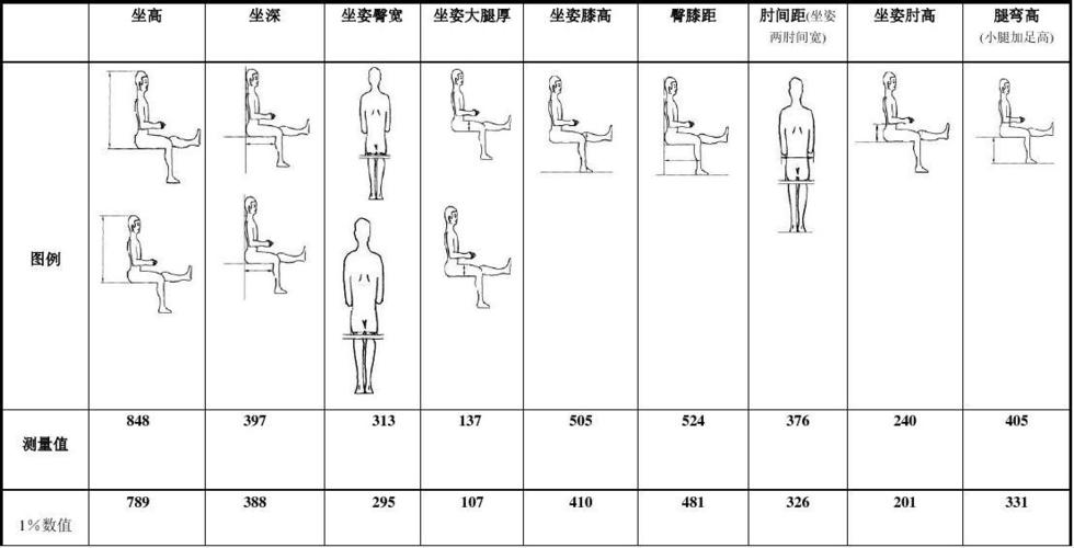 人体尺寸测量表