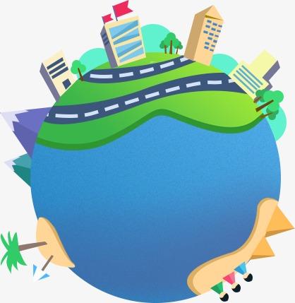 卡通地球五一旅游扁平化矢量设计