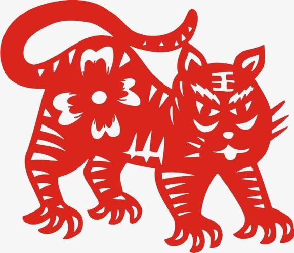 十二生肖剪纸牛虎