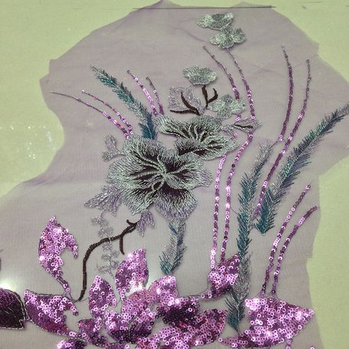 工厂现货 网布底亮片绣花 服装大花布贴 婚庆礼服辅料手工diy
