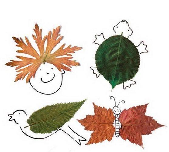 亲子手工制作——创意儿童手工树叶画,可供儿童在家中