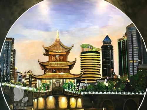 手绘甲秀楼夜景-今日效果完成,待加框裱