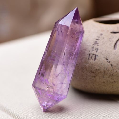 天然紫水晶水晶灵摆男女款吊坠挂坠礼物原石棱柱项坠