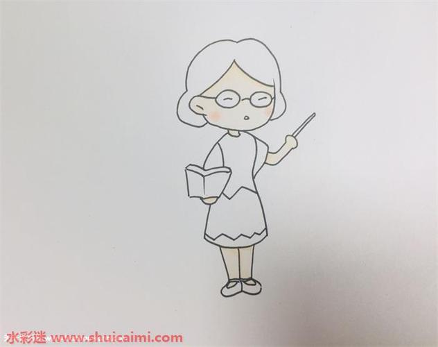 语文老师简笔画的画法步骤图解