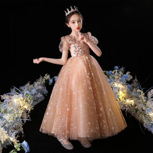 女童礼服公主裙洋气蓬蓬纱钢琴演奏礼服儿童高端主持人晚礼服走秀