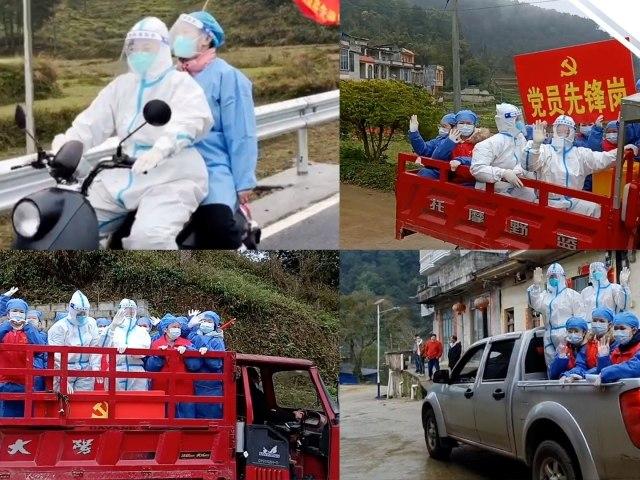 直击百色抗疫一线 :"大白"骑电动车入村做核酸采样