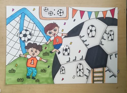 足球7115主题科幻画 原创_足球_创意儿童画_文化