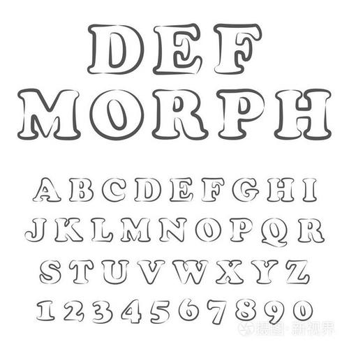 样式化的粗体字体和字母的向量