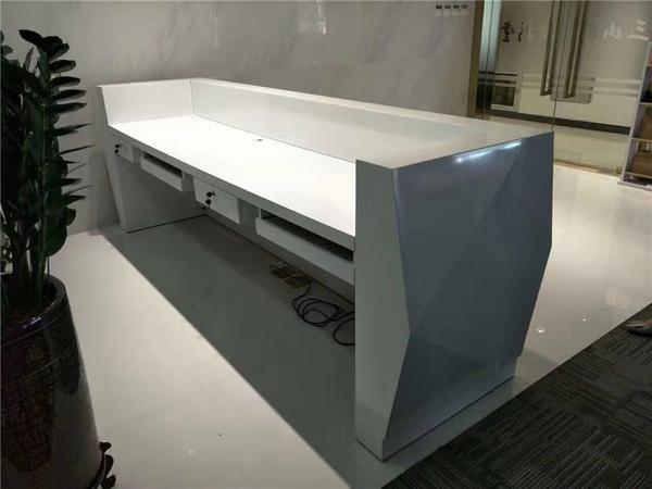 公司烤漆钻石异形前台接待台办公桌迎宾台收银台服务台咨询台定做