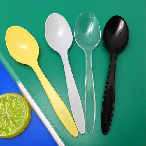 一次性勺子水晶透明长羹加厚ps环保塑料冰羹水果甜品