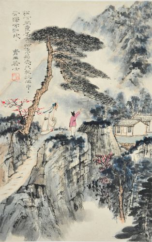 谢伯子唐人诗意图:松下问童子