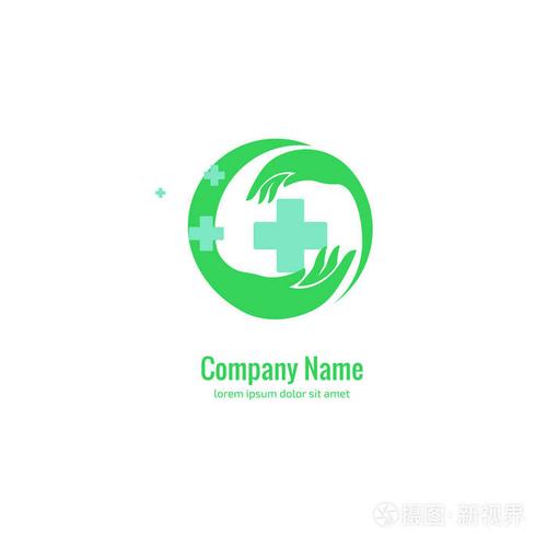 标志设计抽象医学矢量模板.标识交叉健康符号的图解设计