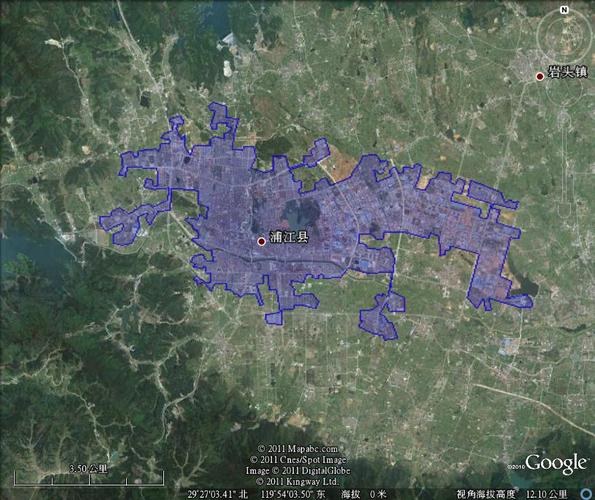 浙江省浦江县建成区面积20.7平方公里