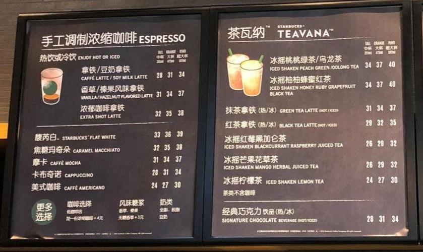 星巴克咖啡价格表(2021年最全菜单)
