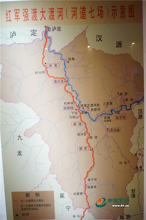 红军强渡大渡河示意图