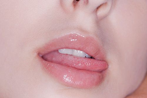 特写,女人,嘴唇,舌头