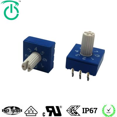 荣千供应进口10*10插件蓝色十位带旋钮柄6脚编码器旋转编码开关