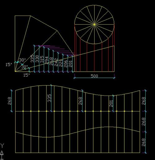 90度直径500的弯头制作放样图