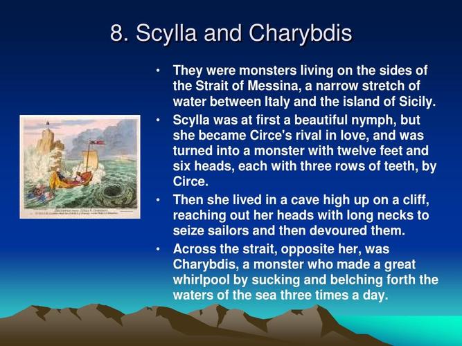 scylla and charybdis   they were monsters living on the sides