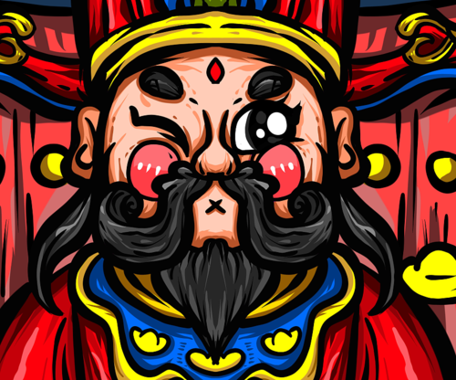 手绘国潮涂鸦财神