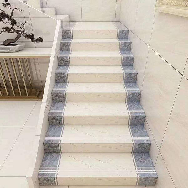 购客新款通体大理石楼梯砖一体式600x1200别墅踏步瓷砖防滑槽梯级地砖