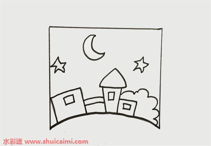 夜景怎么画夜景简笔画简单好看带颜色