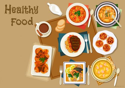 25款中西餐美食餐年夜饭饮料理场景矢量扁平插画素材