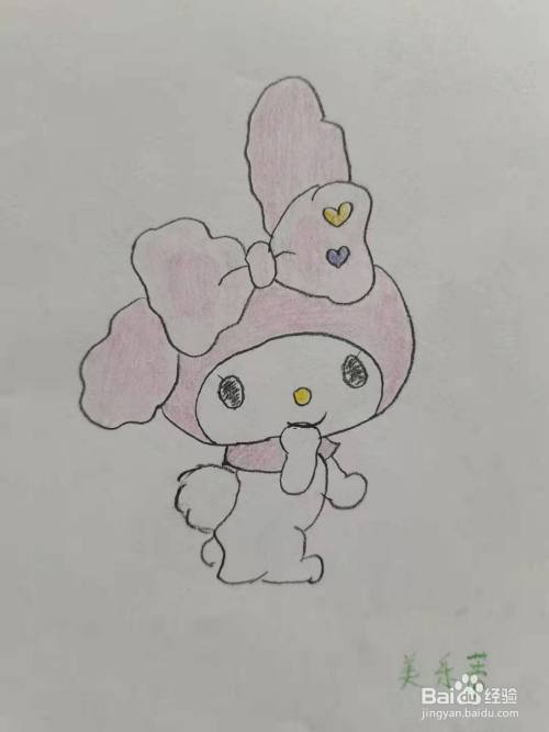 最后,涂上漂亮的颜色,美乐蒂简笔画,你学会了吗?