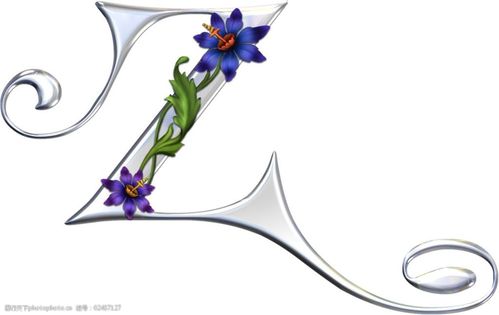 银色花藤缠绕装饰英文字母psd素材z