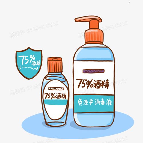 手绘消毒液医用酒精插画元素