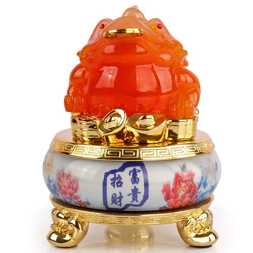 金蟾招财摆件 开光三足金蟾蜍招财进宝摆件 工艺品家居摆设装饰品