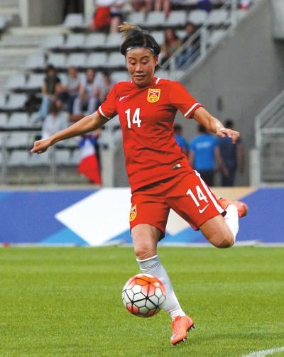 中国女足队员赵容带球.图/osports