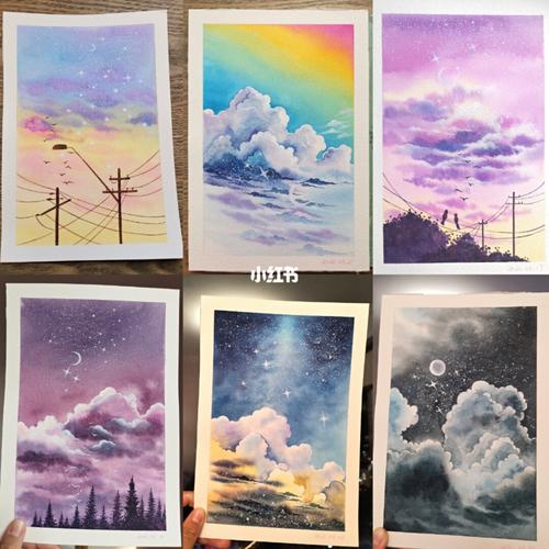 水彩画|天空_水彩画_绘画_风景画_寻找小红书绘画大神