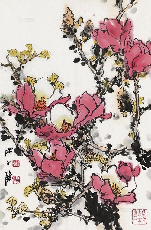 0015 辛夷花 立轴 设色纸本