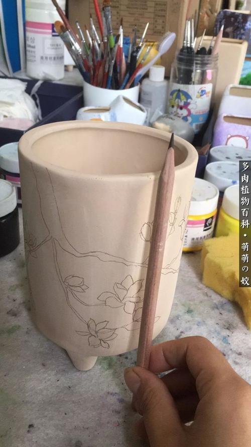 玉兰花手绘多肉花盆手绘步骤详解!