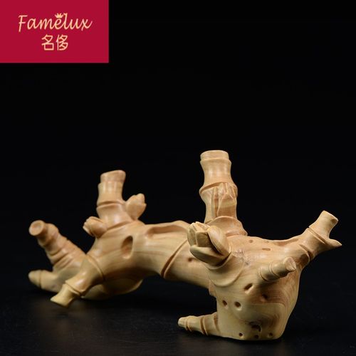 小叶黄杨木雕竹报平安摆件实木木头雕刻竹子红木摆件