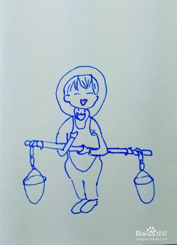 怎样画简笔画"挑水的小孩"?