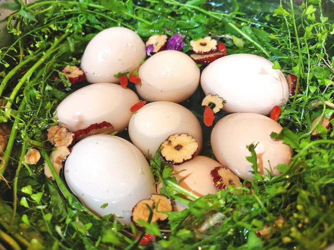 浓情三月三地菜煮鸡蛋加点红枣枸杞健康又美味