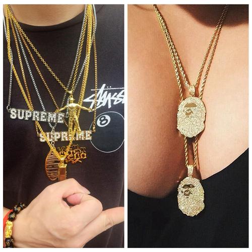 热销supreme hoodie 17fw_supreme项链天秤18ss说唱k金hiphop圆牌14k