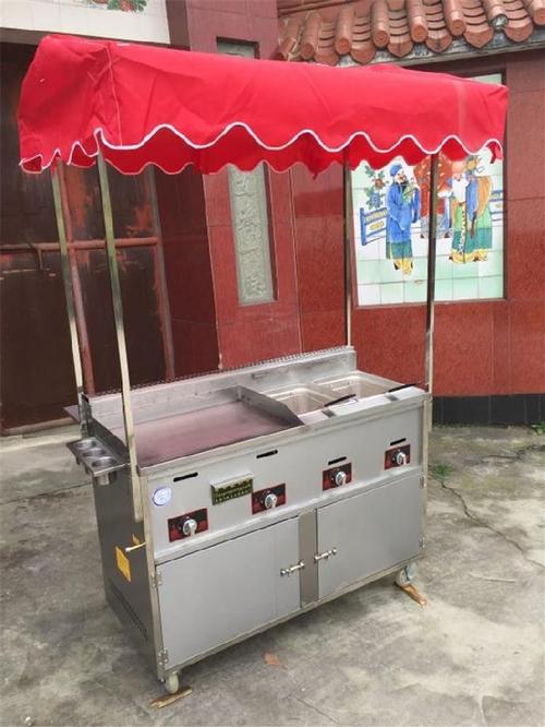 厂家油炸小吃肉夹馍小吃车推车摆摊早餐创业架子扒炉手推车煮面炉