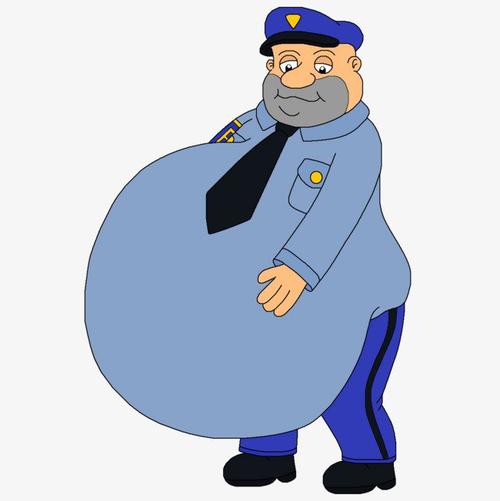jk制服卡通穿制服的大肚子保安