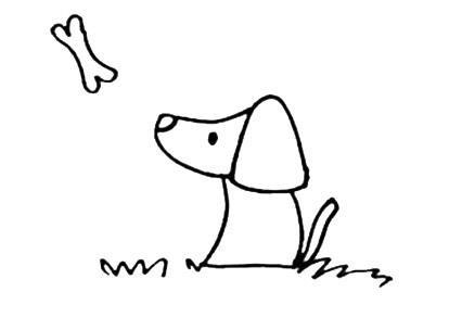 小狗与骨头简笔画步骤