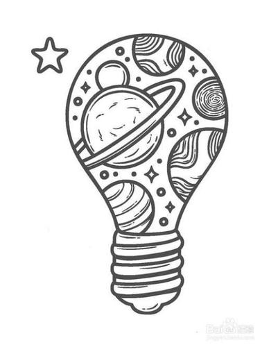 儿童简笔画-可爱卡通的创意灯泡简笔画法