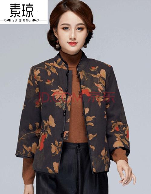2020年春季新款妈妈复古中式印花真丝唐装香云纱桑蚕丝上衣女 黑底