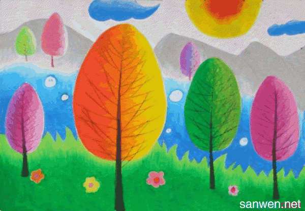 儿童简单的水彩风景画临摹