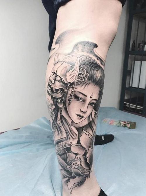 艺伎纹身含义寓意35幅艺伎纹身手稿效果图