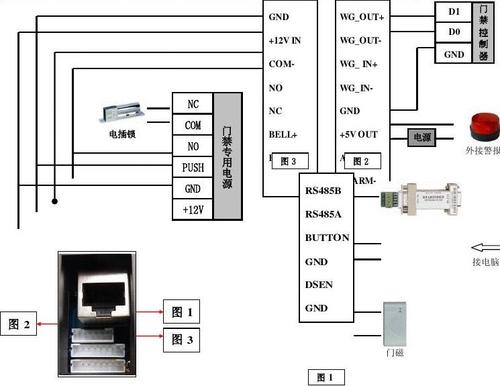门禁机接线示意图