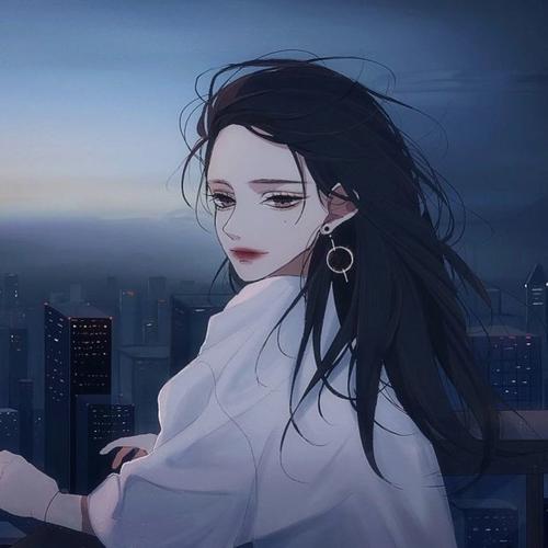 动漫女生头像飘长发霸气城市酷