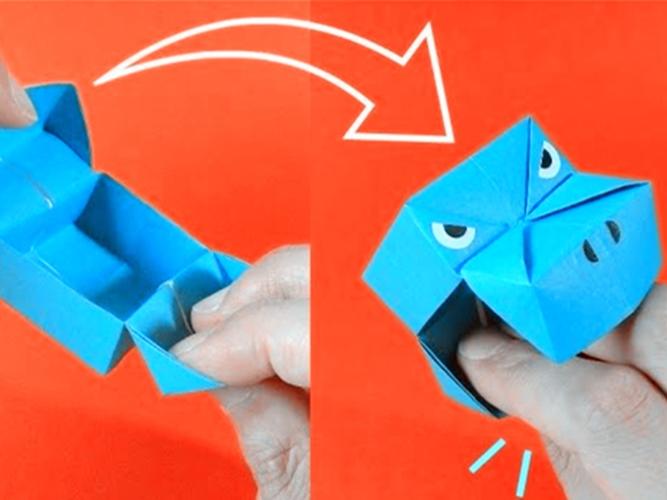 换种方式折纸盒,它就变成了会咬人的恐龙?_折纸_恐龙